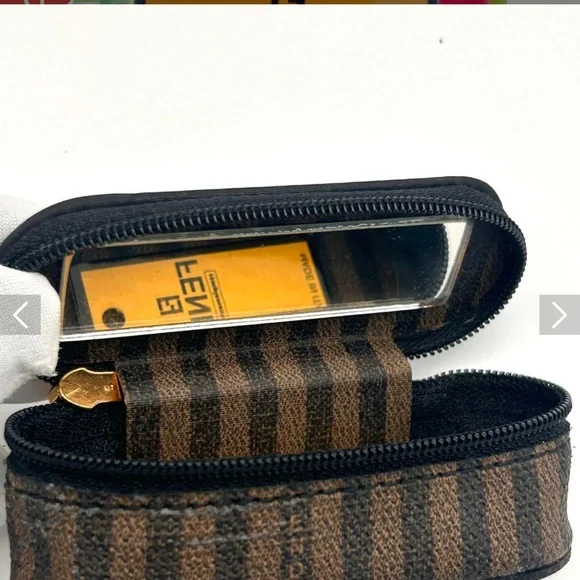 Fendi Black and Brown Striped  with Gold Accent mini case - Picture 9 of 11
